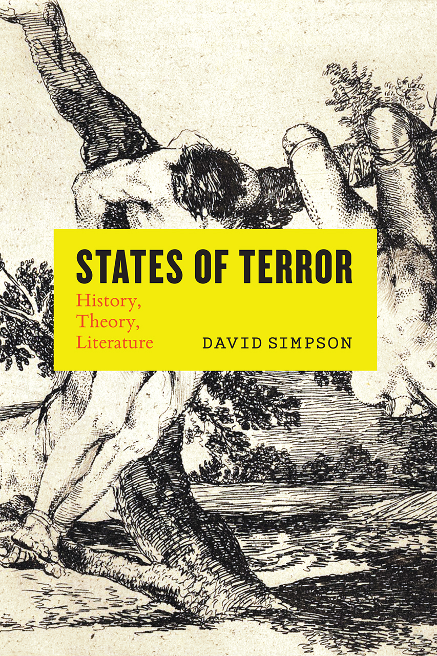 book cover of States of Terror by David Simpson, English professor